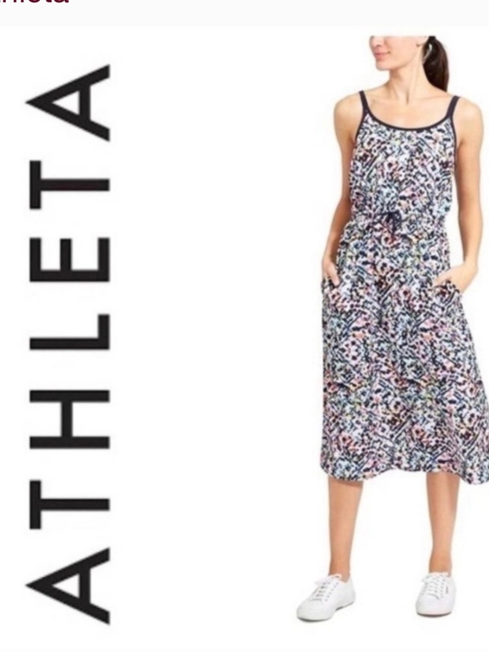 Athleta Sunbeam Easy Breezy Midi Dress - Navy Multi Floral, size M